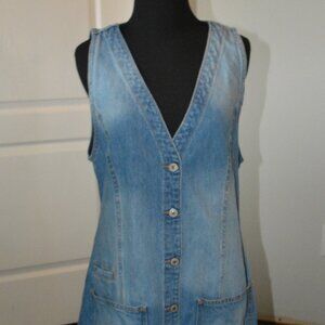Free People Out of the Office Vest Dress in Busy Blue Denim size Medium